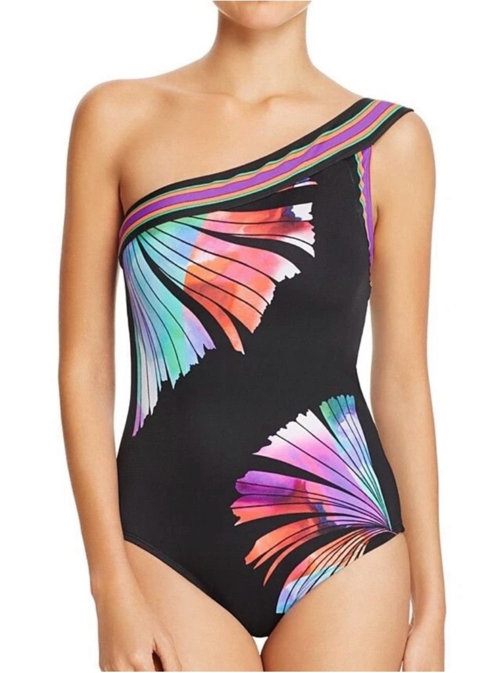 La Blanca Fan One Shoulder One Piece Swimsuit Size 6